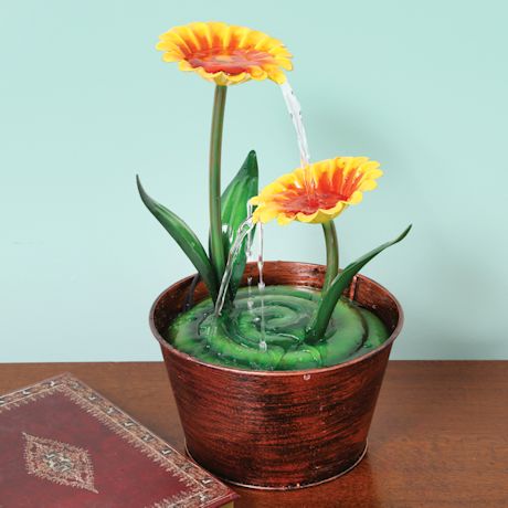 Small Flower Pot Water Fountain for Tabletop or Desk