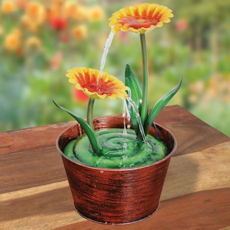Small Flower Pot Water Fountain for Tabletop or Desk