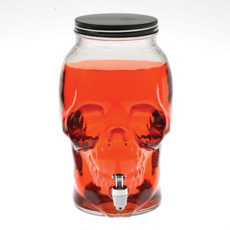 Skull Shaped Glass Beverage Dispenser - 5 Liter Capacity