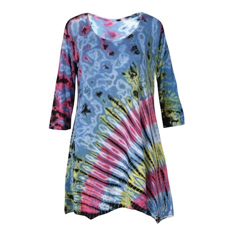 Tie-Dyed ¾ Sleeve Tunics - Denim | What on Earth