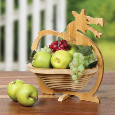 Product image for Collapsible Folding Dragon Shaped Bamboo Fruit Bowl