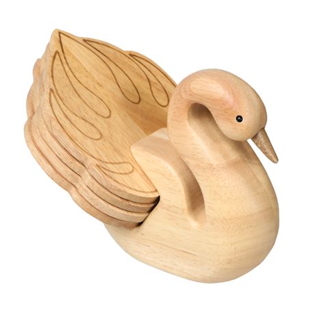 Wooden Swan Coaster Holder