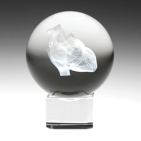 Laser Etched Human Heart Crystal Sphere