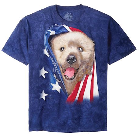 Cat & Dog American Flag T-shirt