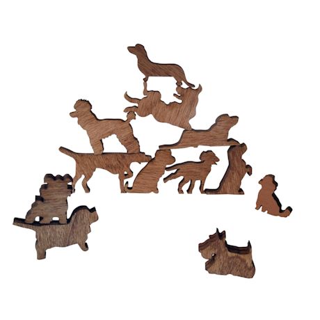 Wooden Stack The Animal Game - 12 Dog or Cat Pieces with Storage Bag