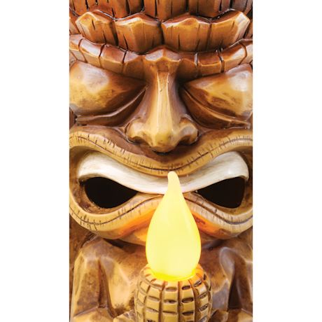 Solar Tiki God Flickering Flame Sculpture