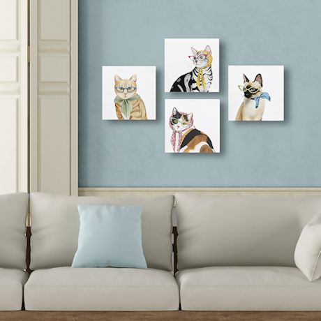 Spectacled Cats Canvas Print Set