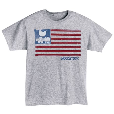 Classic Heather Gray Woodstock American Flag Shirt