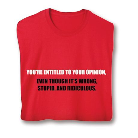 You're Entitled To Your Opinion. Eve Though It's Wrong, Stupid, And Ridiculous. Shirts