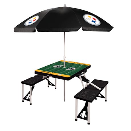 NFL Picnic Table With Umbrella-Pittsburgh Steelers
