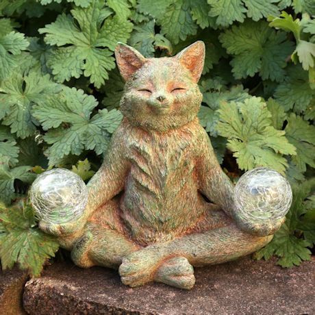 Solar Meditating Cat Garden Sculpture