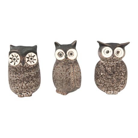 Stoneware Owl Planter/Vase Set