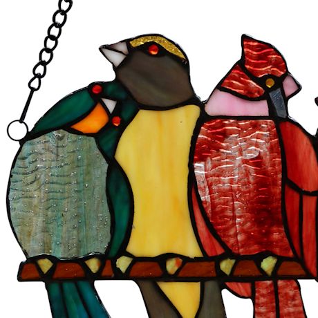 Birds In Love Stained Glass Window Panel