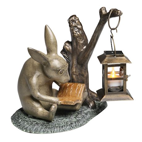 Book Lover Rabbit Garden Lantern