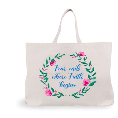Inspirational Tote Bags - Fear Ends Where Faith Begins