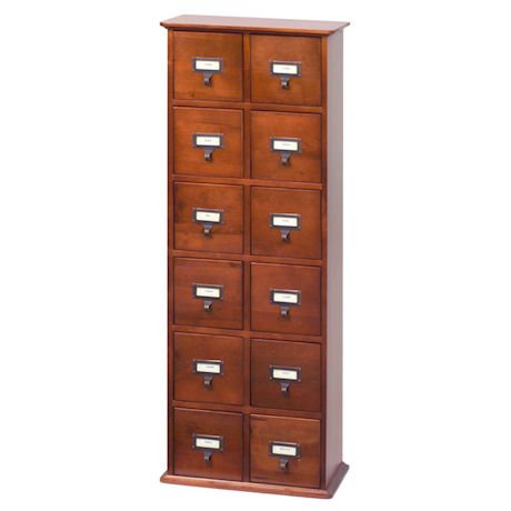 Product image for Library CD Storage Cabinet, Walnut - 12 Drawers