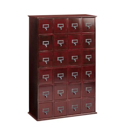 Library Style CD Storage Cabinet with 24 Drawers, cherry oak - Holds 288 CDs