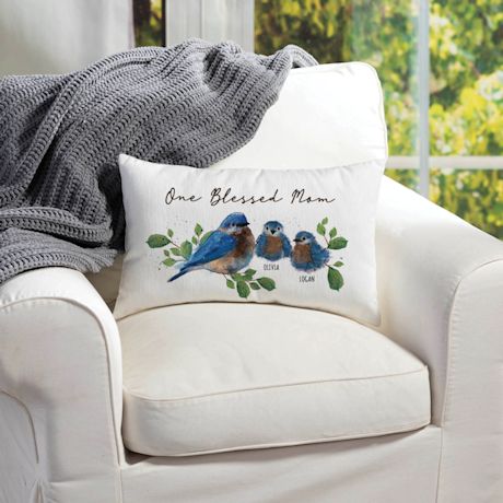 Personalized One Blessed Mom Bird Pillow