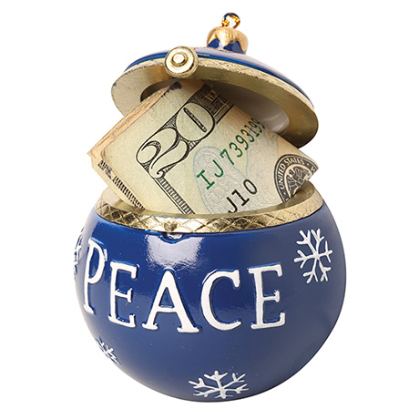 Product image for Porcelain Surprise Ornament - Peace Blue Round