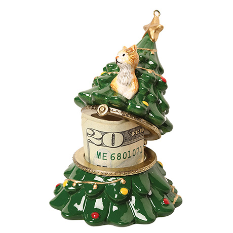 Product image for Porcelain Surprise Ornament - Cat in Tree