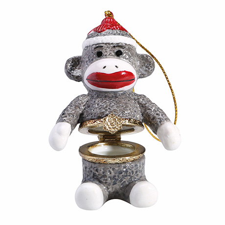 Product image for Porcelain Surprise Ornament - Sock Monkey