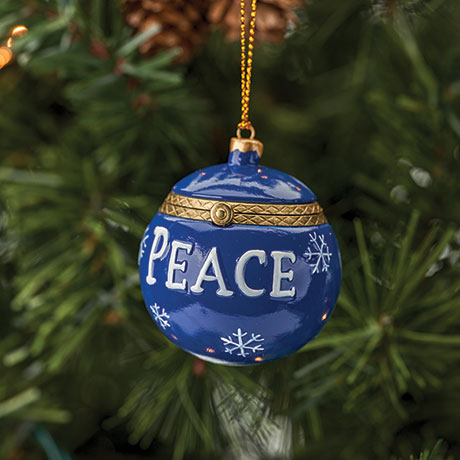Product image for Porcelain Surprise Ornament - Peace Blue Round