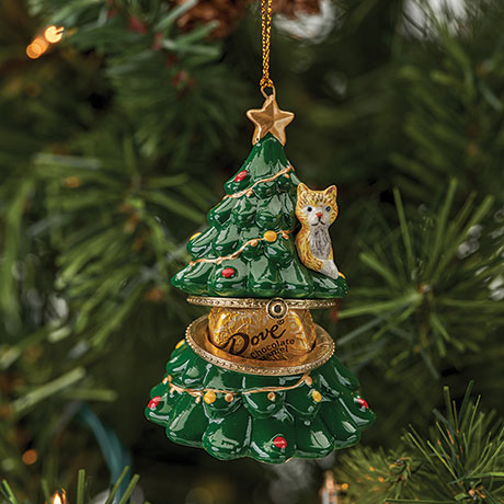 Product image for Porcelain Surprise Ornament - Cat in Tree