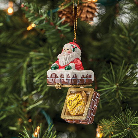 Porcelain Surprise Ornament - Santa in Chimney