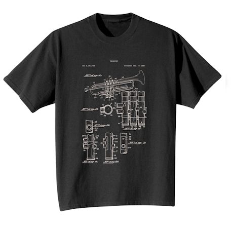 Product image for Vintage Patent Drawing Shirts - Trumpet