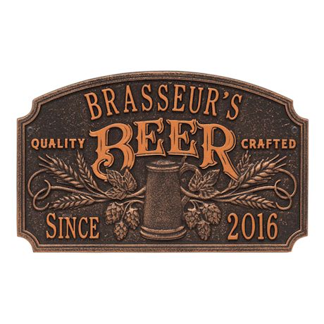 Personalized Quality Craft Beer Plaque, Oil Bronze