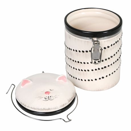 Sealable Ceramic Cat Treat Cookie Jar