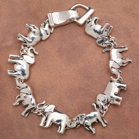 Women's Elephant Silver Plated Magnetic Charm Bracelet