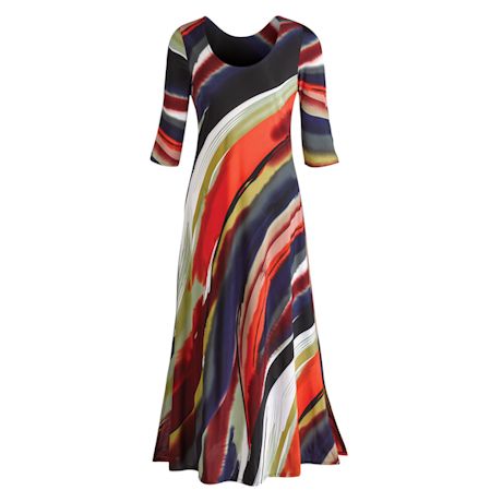 Canyon Sunset &#190;-Sleeve Maxi Dress - 3/4 Sleeve
