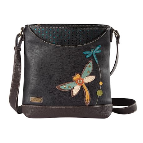 Appliqued Dragonfly Convertible Messenger Bag