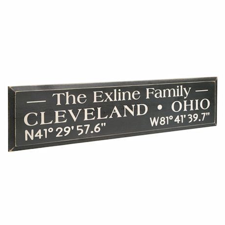 Personalized Family Name/Coordinates Wood Wall Art