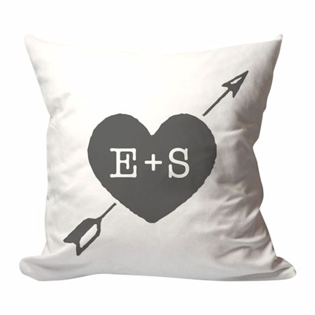 Personalized Heart And Arrow Initials Pillow