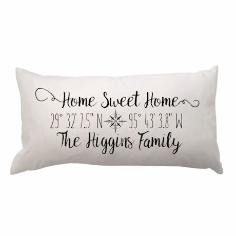 Personalized Home Sweet Home Lat/Long Pillow