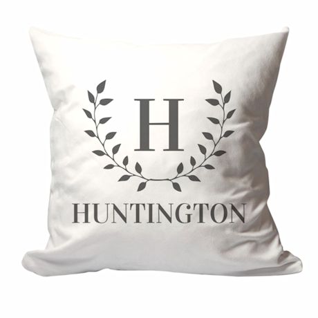 Personalized Laurel Leaves Family Name Pillow