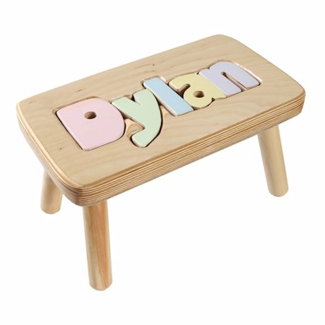 Personalized Children's Wooden Puzzle Stool - 6-8 Letters