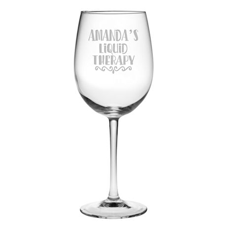 Personalized 'Liquid Therapy' Stemmed Wine Glass