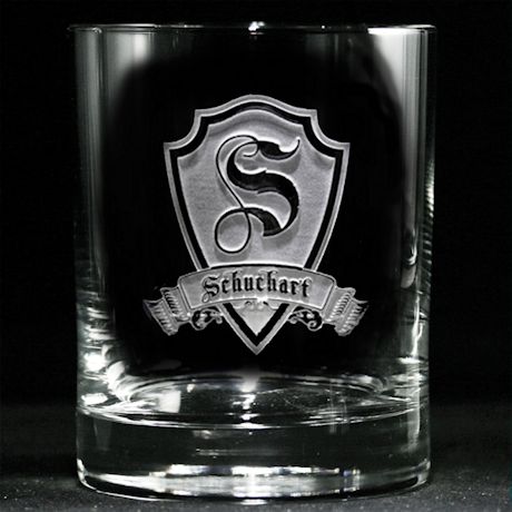 Personalized Shield Initial Whiskey Glasses - Set of 2