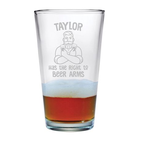 Personalized "Right to Beer Arms" Single Pint Glass