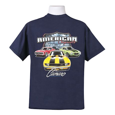 Chevy Camaro American Originals Shirt - Front Back Print - Navy Blue