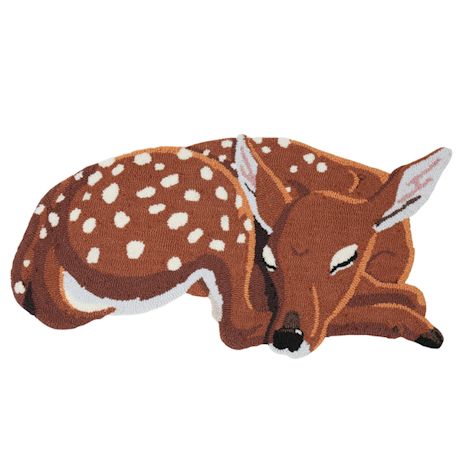 Sleeping Deer Area Rug - Cute Hand-Hooked Animal Shaped Accent Carpet, 35' x 18'