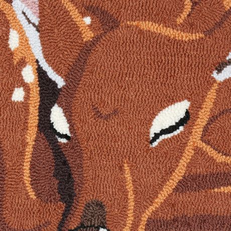 35 x 18 WHAT ON EARTH Sleeping Deer Rug Cute Hand-Hooked Animal Shaped Accent Rug