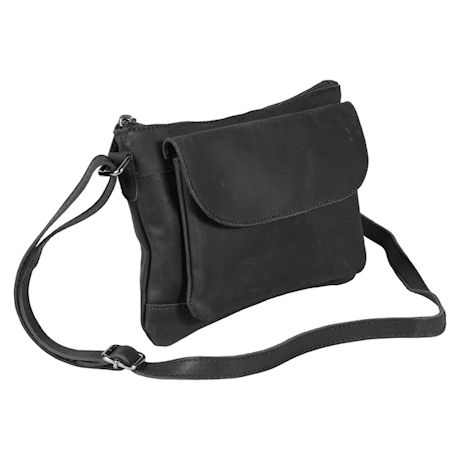 Women's Crossbody Handbags Leather Crossbody Bags for Women 9.5" X 7" - Black