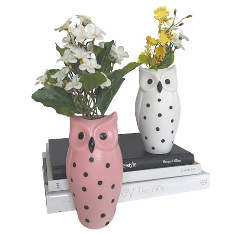 Set Of 2 Owl Vases