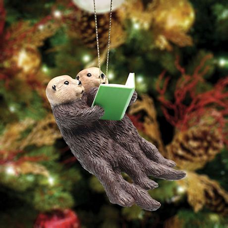 Reading Otters Christmas Ornament
