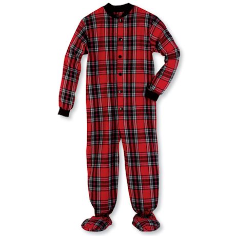 Adult Flannel Footed Pajamas - Plaid