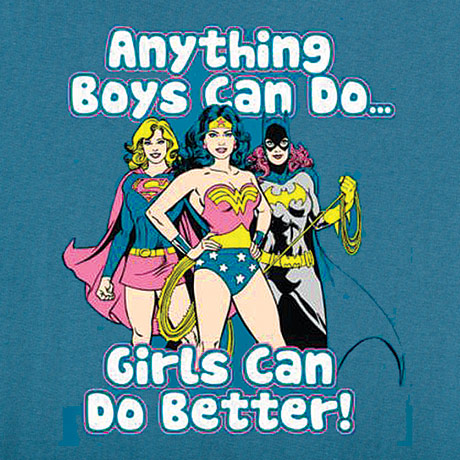 Anything Boys Can Do Shirt for Girls with Super-Heroine Image